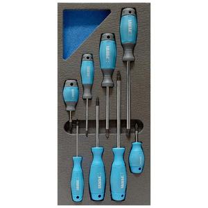 FERVI Serie of Cross and Slotted <b>Screwdriver</b> <b>Set</b> Chrome-Finished Metal with Steel Handle Giraviti in Termoforamatato Morbido - Product Image 1