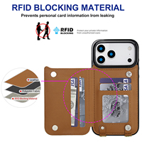 Étui de luxe en cuir avec lanière pour iPhone 17 Pro Max, portefeuille RFID avec porte-cartes et béquille, pochette zippée pour iPhone 16 17 Pro