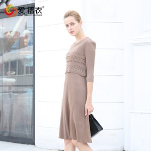 2019 diseño de moda venta al por mayor media manga encaje cuello redondo <span class=keywords><strong>vestido</strong></span> de las mujeres fotos <span class=keywords><strong>Oficina</strong></span> <span class=keywords><strong>vestido</strong></span> para damas - Product Image 3