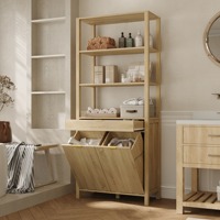 Organisateur en MDF sur mesure en gros, armoire de rangement multifonctionnelle, buffet avec tiroir et paniers inclinés