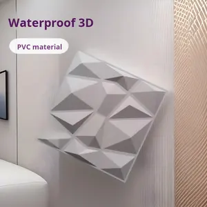 Ev otel ticari kullanım için Modern nem geçirmez PVC paneller geometrik 3D duvar panelleri - Product Image 5