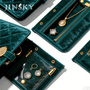 Bolsa de Joyería Portátil de Terciopelo, Bolsa de Almacenamiento de Joyería Antiarañazos para Viaje, Bolsa Plegable con Compartimentos para Aretes, Anillos y Collares - Product Image 5
