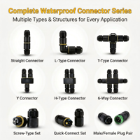 Conector de Alimentación Impermeable IP68 de 2 Pines y 3 Núcleos, Conector Rápido sin Tornillos de 2 Vías para Cámaras de Seguridad, Cableado de Jardín y Paneles Solares