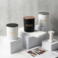 Pot à bougie en verre à fond épais 8oz 10oz 14oz avec couvercle et boîte cadeau, logo personnalisé, luxe, vide, vente en gros