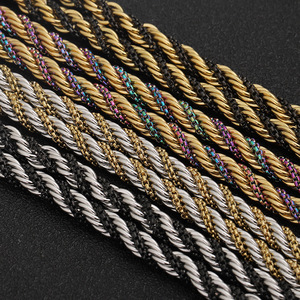 Pulsera de Cadena Trenzada de Acero Inoxidable de 5 mm de Ancho, Joyería Hip Hop Unisex, Acero de Titanio, Diseño de Bloques de Color en Oro de 18K - Product Image 2