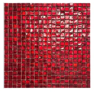 Carrelage mosaïque en verre de couleur rouge pour décoration murale