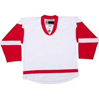 Jersey Hoki Es Kustom Tim Detroit Red Wings Desain Bendera Cetak Transfer Panas Bernapas Berkualitas Tinggi
