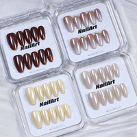 Faux ongles en acrylique pré-conçus, complets, réutilisables, en forme d'amande, faits à la main, français, vente en gros, art des ongles, salon