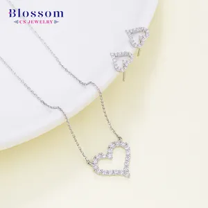 Blossom CS bijoux approvisionnement d'usine Fine 925 boucles d'oreilles en argent collier 2 pièces Zircon ensemble de bijoux bijoux simples pour les femmes