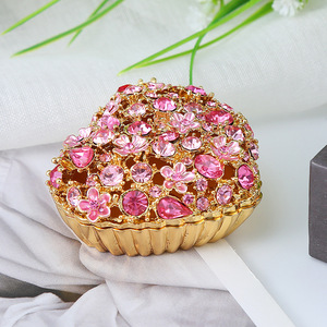 Wowei 2024 Wholesale Heart Shape Luxury <strong>Trinket</strong> Metal Box Home Craft Enamel for Wedding Gifts Crystals Accessories Jewelry Boxes