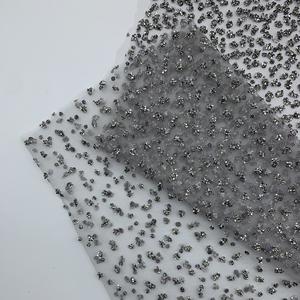 <span class=keywords><strong>Tulle</strong></span> scintillant argenté avec strass, tissu luxueux en maille de nylon pour robes de soirée, robes de mariée, costumes de scène - Product Image 4