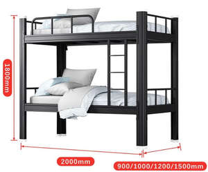 Hot verkopende Amerikaanse stijl stapelbed (tweepersoons/full <span class=keywords><strong>size</strong></span>), ruimtebesparend metalen frame met opbergruimte voor slaapkamer of school - Product Image 1