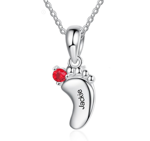 DY Nome Personalizado Jóias Família personalizado com Simulado Birthstone Pés Do Bebê Colar Pingente para Mãe Presente - Product Image 1