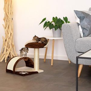 Phong Cách Cổ Điển Nhỏ Màu Nâu Trong Nhà Mèo Tree & Scratcher Gỗ Và Giấy Chấ<span class=keywords><strong>t</strong></span> Liệu Cho Mèo Thoải Mái & Chơi Đóng Gói Trong Thùng Carton - Product Image 2