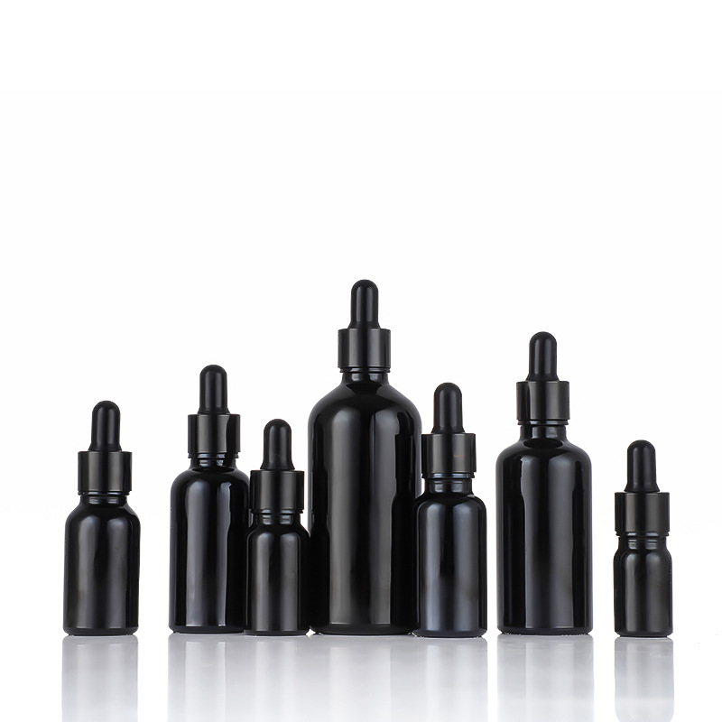 30 ml cosmetic hair essential oil bottles  frosted black glass dropper bottle