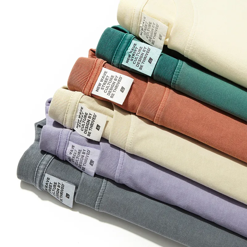 Camiseta vintage básica de lavagem ácida preço de fábrica gola lisa tamanho grande estampa de tela personalizada para homens