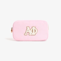 Pochette cosmétique de lettre chenille grecque personnalisée ADPi Pi Pi Phi AXO KAT étui de voyage à patchs scintillants cadeau pour les sacs de maquillage de sororité des soeurs