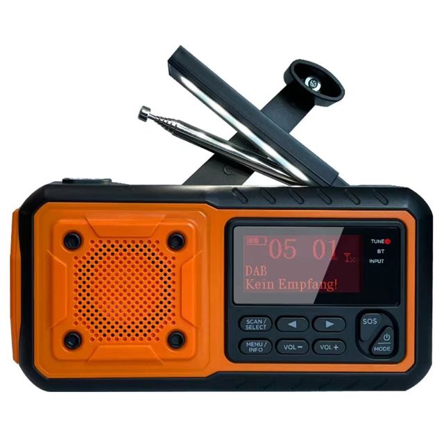 SY-376 Solar and Hand Crank Powered DAB Radio Speaker , Long Range Spotlight and Soft Light for Outdoor Adventures