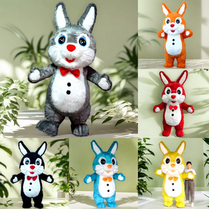 Costume de mascotte gonflable de lapin de dessin animé pour adultes avec casque pour <span class=keywords><strong>les</strong></span> fêtes de Noël et d'Halloween, avec design personnalisé - Product Image 4