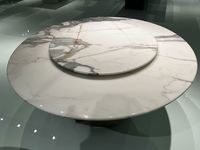 Pieds de table ronds en acier inoxydable de luxe haut de gamme, table à manger minimaliste en dalle de marbre avec surface miroir, table ronde