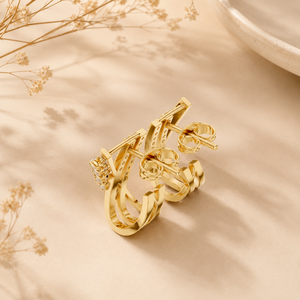 22K Gold Contemporary Earrings for Women Elegant Designer Jewelry Fashion Wedding Party Wear Premium Collection - Product Image 5