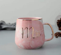 Ensemble de tasses à café en céramique, couleur marbre changeante, jetables, café, Boss Lady rose, chauffe-tasse intelligent en porcelaine