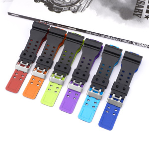 Bracelet de montre en silicone souple bicolore en résine, vente en gros d'usine, 16 mm, compatible GA100 GA110 GA120 GA300 GA400 GA700 - Product Image 3