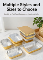 Barquettes rectangulaires en aluminium lisse, jetables, écologiques, en PP de qualité alimentaire, pour la restauration hôtelière