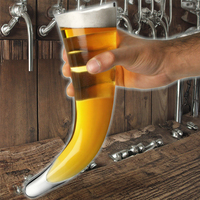 Verre à bière Viking 550 ml de style européen avec support en bois pour les fêtes