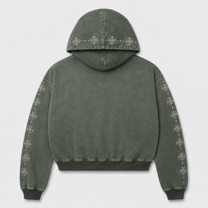 Sweat-shirt personnalisé en coton épais à col ras du cou et demi-zip, coupe oversize, style streetwear, avec logo personnalisé, haute qualité, pour homme - Product Image 2