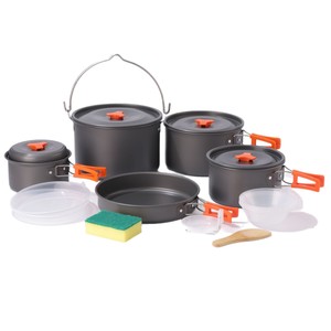Outdoor Aluminum Alloy Cookware Set Portable Camping Kitchen With <b>Pots</b> <b>Pans</b> Lids Utensils 4 5L Capacity - Product Image 1