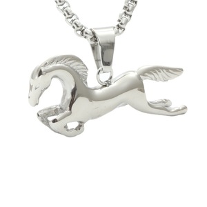 Collar con colgante de poni, acero inoxidable, forma de animal, regalo unisex, joyería - Product Image 5