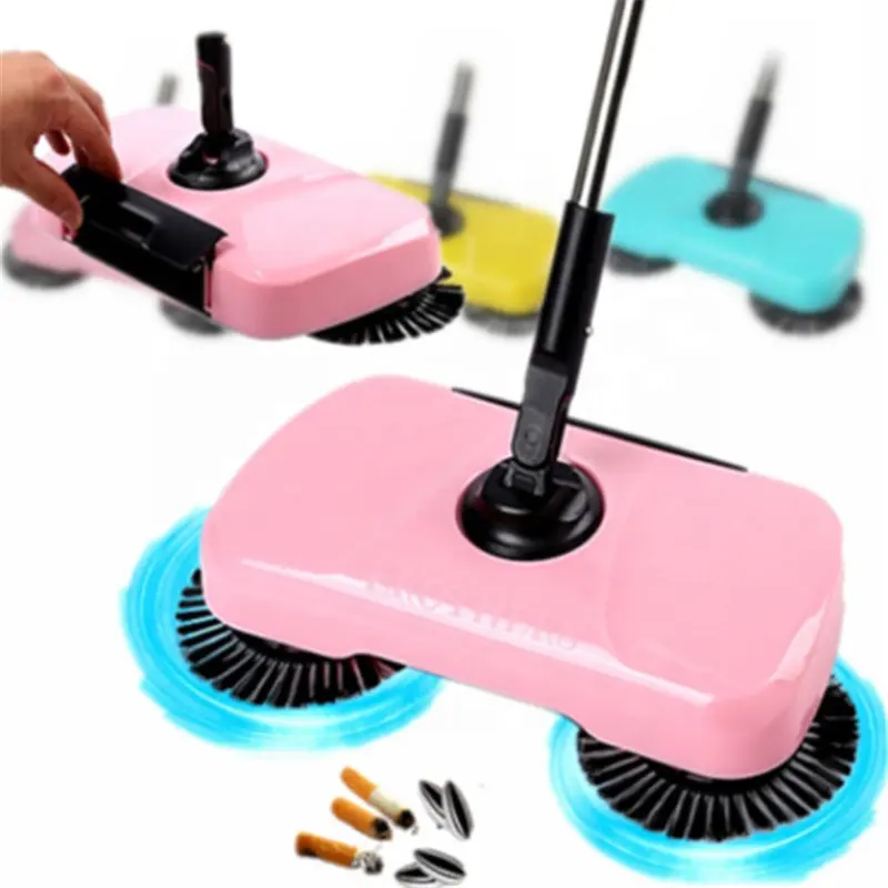 2024 new design hand push propelled spin household sweeper 360 rotate cordless spinning mop broom for floor dust cleaning