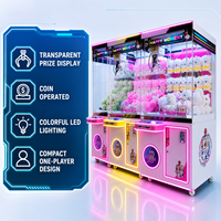 Mini machine à griffes transparente rose à monnayeur, jeu de récompenses pour un joueur, pour salle d'arcade