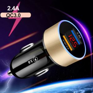 อะแดปเตอร์ชาร์จในรถยนต์แบบแม่เหล็กคู่ QC3.0 2.4A ชาร์จเร็ว 15W ดิจิตอล รูปทรงกลม สำหรับช่องจุดบุหรี่ - Product Image 3