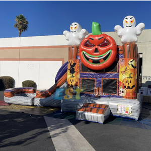 Gonflable Halloween Citrouille <span class=keywords><strong>Clown</strong></span> Marbre Bounce Maison Combo Toboggan Humide Sec Saut Château <span class=keywords><strong>pour</strong></span> Enfants Location de Fête - Product Image 1