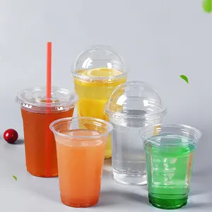 9oz 12oz 16oz Custom Printing Logo Cup Juice Clear PET Cold Drink Plastic U Shape PET Juice Boba Milk Bubble Tea Cup