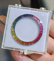 Lunette de montre de luxe en diamant de laboratoire taille baguette arc-en-ciel, pièces de rechange personnalisées pour lunette de montre incrustée de diamants pour montre-bracelet