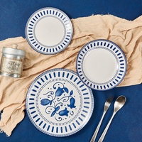Assiette à dîner/soupe en céramique style nordique, motif vertical sous glaçure, vente en gros d'usine, pour la maison, créative
