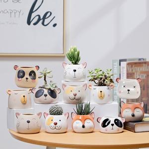 Ornements décoratifs modernes minimalistes peints à la main, adorable panda, petit <span class=keywords><strong>pot</strong></span> <span class=keywords><strong>de</strong></span> fleurs pour plantes succulentes vertes - Product Image 2