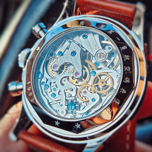 RED STAR Orologio automatico da uomo con cassa in acciaio inossidabile, vetro zaffiro, modello pilota 1963, 38 mm, impermeabile, cronografo retrò vintage - Product Image 5