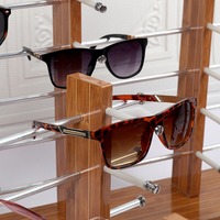 QSKY Présentoir en Bois de Bambou Vintage pour Comptoir, Support de Rangement pour Lunettes de Soleil et Montures Optiques