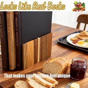 Juego de 3 Tablas de Cortar Decorativas de Madera de Acacia en Forma de Libro con Soporte para Cocina - Product Image 5