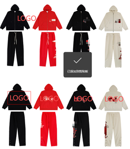 Conjunto Deportivo de Lujo de Felpa Francesa, 100% Algodón, Diseño de Invierno, Informal, Sudadera con Capucha y Pantalones, 2 Piezas, Talla Grande, Alta Calidad - Product Image 2