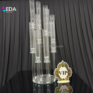 Candelabro Cuadrado de Cristal Transparente de Alta Calidad LEDA, Centro de Mesa para Bodas, Decoración del Hogar, Eventos y Fiestas - Product Image 1