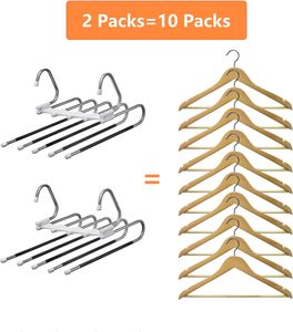 Whole Sale Multifunction 5 in 1 Metal Wardrobe Organizer Magic Pants <b>Hangers</b> for Bathroom Clothes Rack Shelves Space Saving - Product Image 3