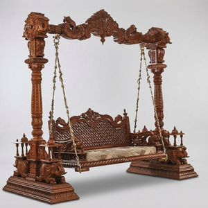 New Arrival Hand Carved Teak Wood Outdoor <b>Swing</b> Chair with Traditional Craftsmanship From Maharashtra INDIAN FABRICS - Product Image 3