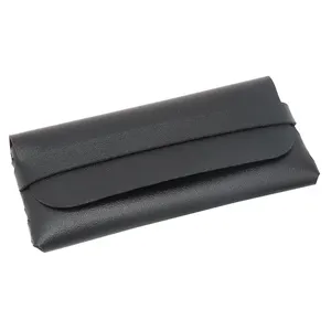 black print pu leather squeeze pouch for sunglasses case eye glass for glasses with custom logo