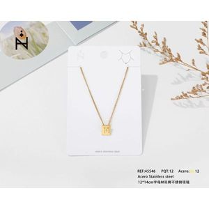 Collier avec pendentif lettre M en acier inoxydable plaqué or, bijoux de mode unisexe - Product Image 4