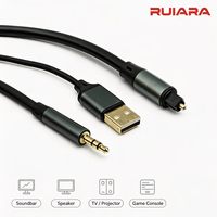 Câble convertisseur audio optique analogique Toslink SPDIF 3,5 mm AUX, adaptateur audio numérique alimenté par USB 5V pour microphone, barre de son